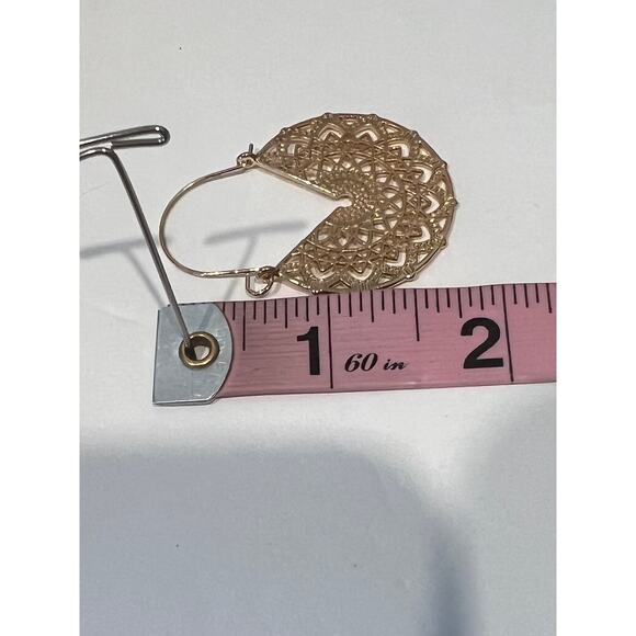 NEW Vintage Antique Boho Lace Circle Pierced Gold OR Silver Tone Earrings - Picture 3 of 6